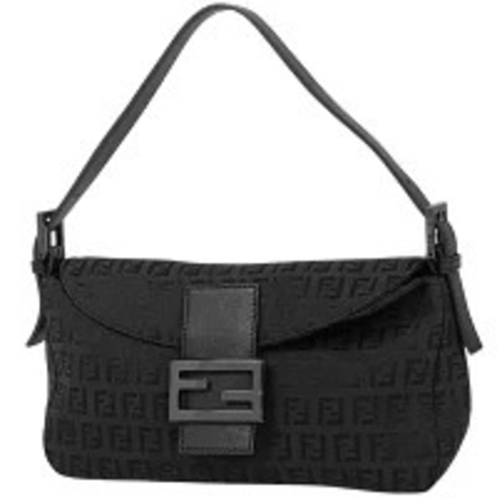 Fendi Mamma Bucket Hobo Bag Zucchino Canvas Black